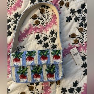 Anthropologie Fiona Beaded Bag - Beet